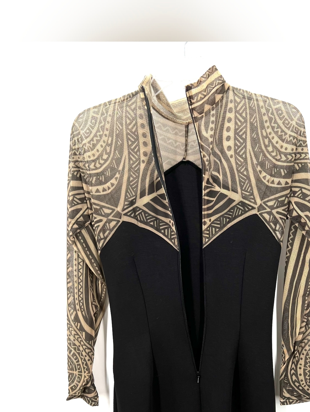 NWT Tadashi Shoji Zahara Dress - Black & Nude "Tattoo" Mini Dress, Size XS - Picture 7 of 11